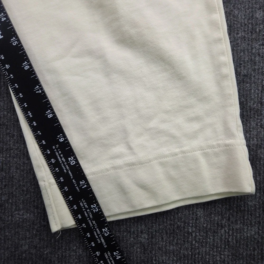 Nike Sweatpants Womens Medium Cream Cotton Wide Leg Cropped Athleisure Joggers